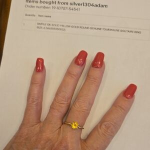 10K Yellow Gold Tourmaline Solitaire Ring